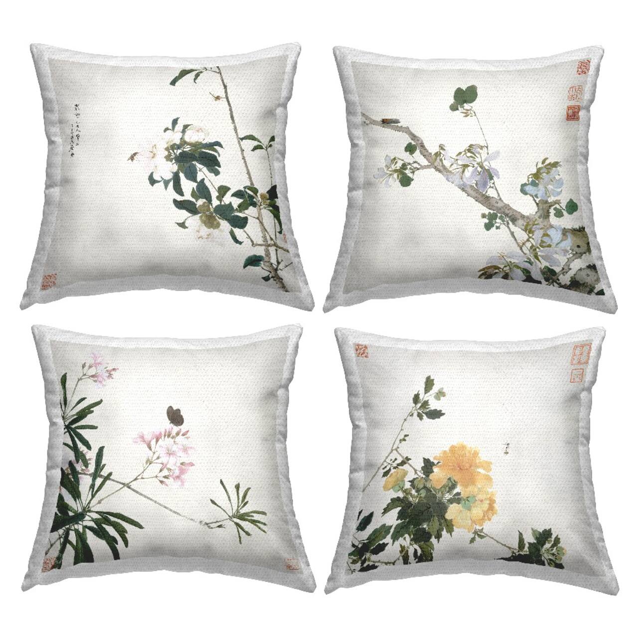 Stupell Industries Traditional Eastern Flowers Outdoor Printed Pillow Set